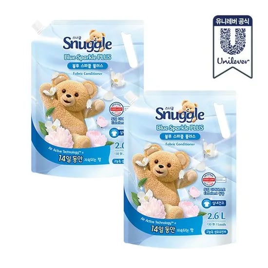 스너글 블루스파클 초고농축 섬유유연제 2.6L 2개 (총 5.2L)