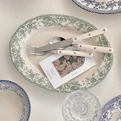 뉴 클레이탄 플라워 타원 오발 플레이트 29cm 4color 타원볼 접시 크리스마스