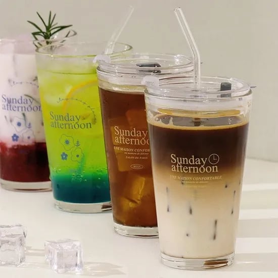 일요일오후 리유저블 강화유리컵 400ml