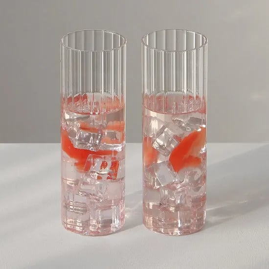 아코디언 내열 글라스 플리츠 560ml 2P세트 홈카페 유리컵 하이볼잔 맥주잔