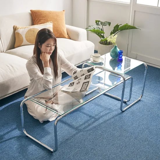 ON 발렌 강화유리 소파 거실 투명 테이블 2size