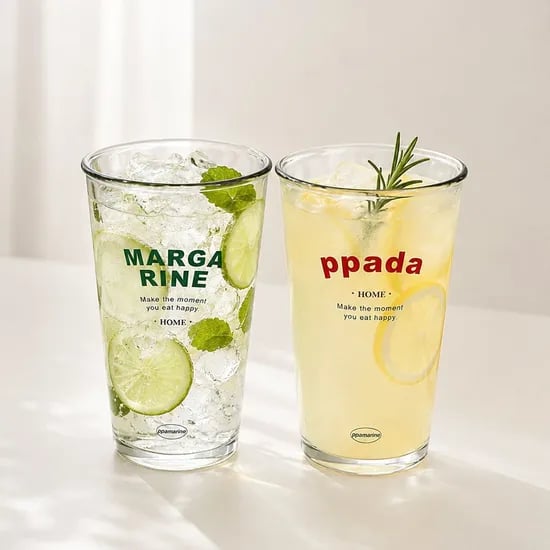 빠마린 레터링 내열 강화 유리 컵 500ml(2컬러 택1) 국산 유리/ 냉온겸용