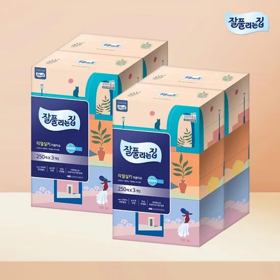 리얼실키 미용티슈 250매 3입 x 4팩 (12팩)
