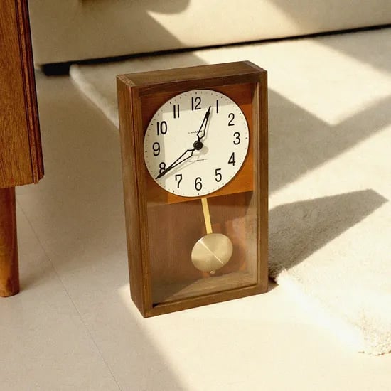 Hionki Pendulum Clock. 샹브루 일본 무소음 원목 추시계