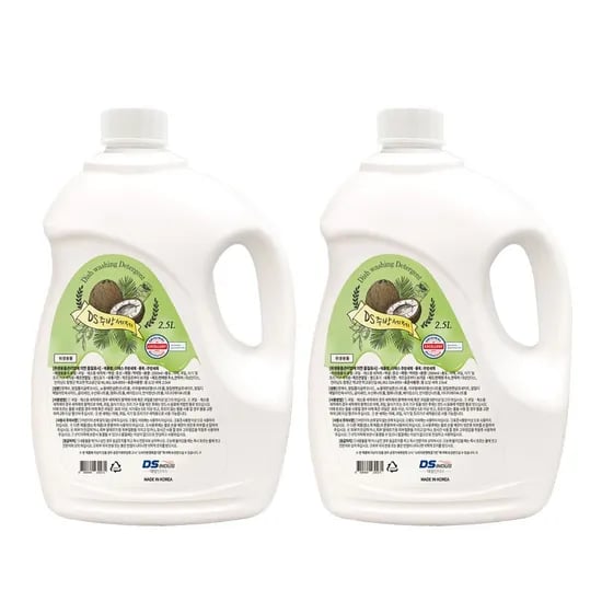 대용량 1종 친환경 주방세제 2.5L x 2개입 순한 무향료 무색소 과일채소세척
