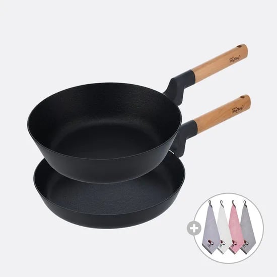 퓨어 우드 IH 프라이팬 28cm+궁중팬 28cm