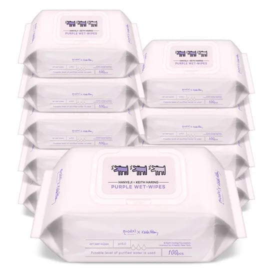 키스해링 퍼플 물티슈 캡형 100매 10팩