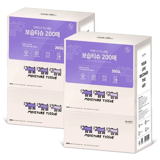키스해링 보습 미용티슈 200매 3입 2팩