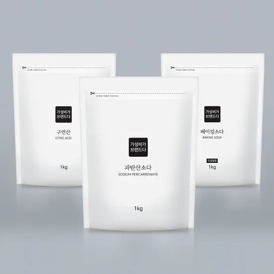 베이킹소다+과탄산소다+구연산 다목적 세정제 1KG x 3개(지퍼백)