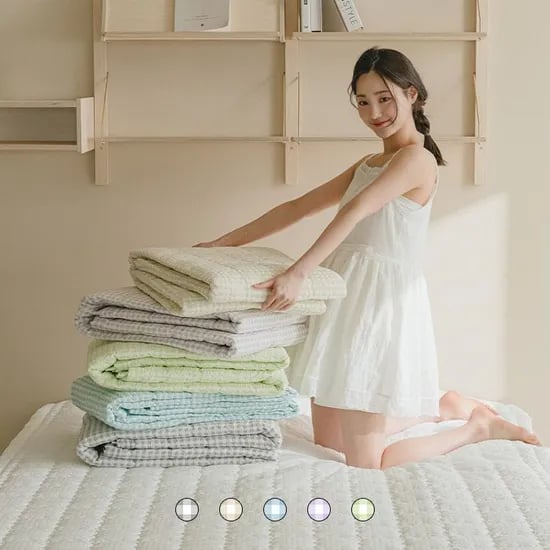 시어서커 허니듀 체크 여름 침대패드 SS/Q/K 5컬러