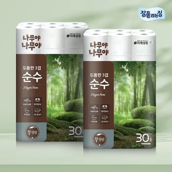 나무야나무야 도톰한3겹 순수 27m 30롤 x 2팩