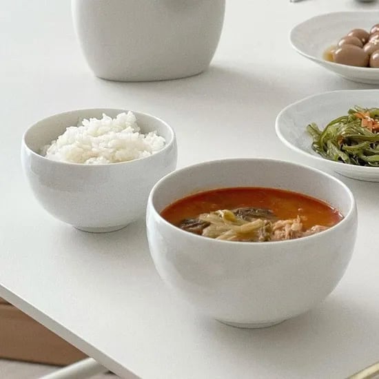 르블랑 달항아리 1인 둥근 밥공기, 국그릇 세트 MADE IN JAPAN