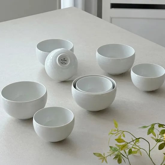 르블랑 달항아리 4인 둥근 밥공기, 국그릇 세트 MADE IN JAPAN