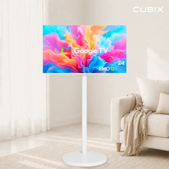 무빙큐빅스 화이트에디션 구글 스마트 24인치(60cm) QLED FHD TV 삼탠바이미