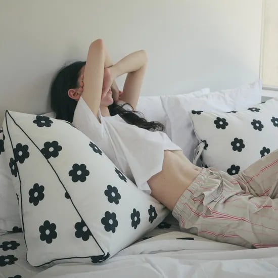 블랙 플라워 순면 삼각 등쿠션 커버
