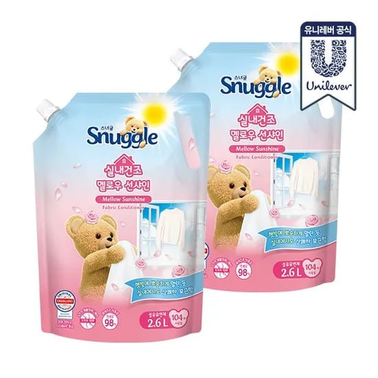 스너글 실내건조 초고농축 섬유유연제 2.6L 2개 (총 5.2L)