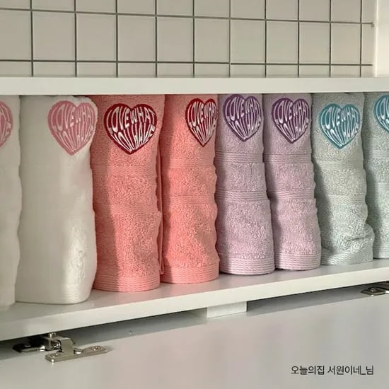 하트자수 키치수건 하이틴 160g 타월 선물세트 10장