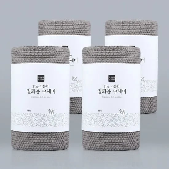 The 도톰한 일회용 수세미 롤타입 80매 x 4롤(총 320매)