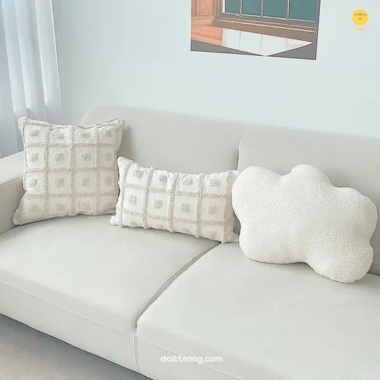 화이트 그리드 터프트 쇼파 쿠션 커버 2size_북유럽 거실 침실 인테리어
