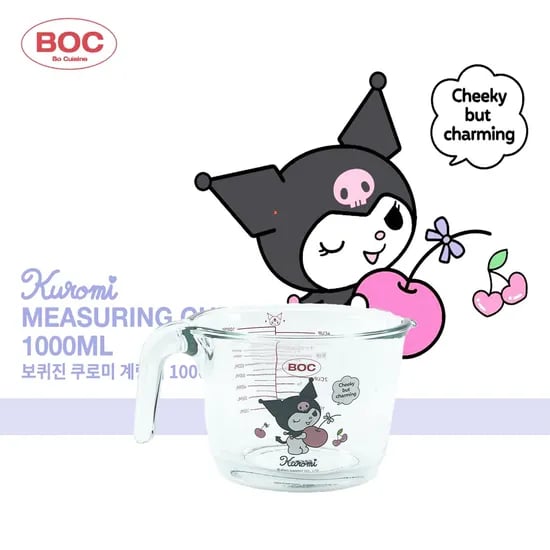 산리오 내열유리 베이킹 오븐 눈금 계량컵 1000ml