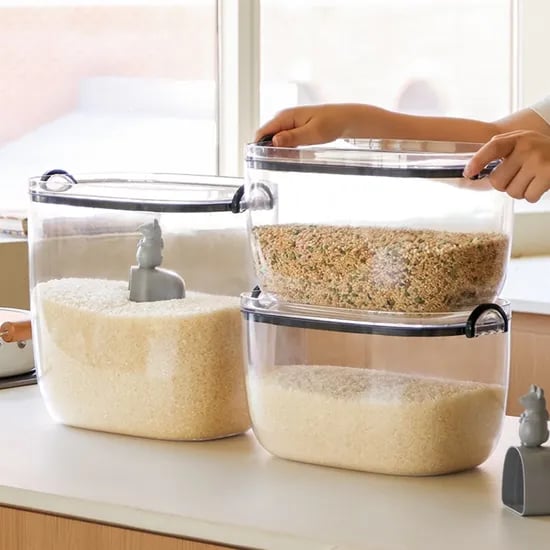 냉장보관이 편리한 투명 밀폐 쌀통 5KG/10KG (스쿱증정)