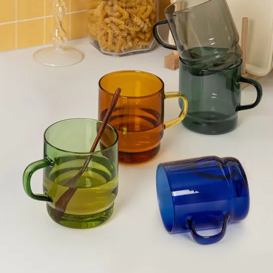 1+1 몬즈 스태커블 내열 컬러글라스 유리머그컵 400ml