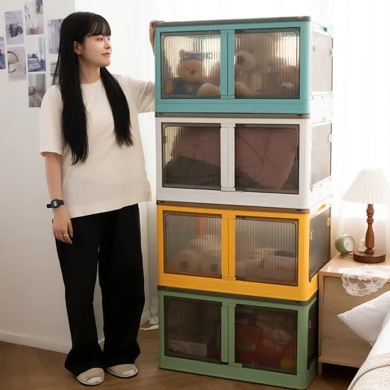 5도어 폴딩 양문형 리빙박스 정리함 XL Size 4Color 보관함 옷 수납함 플라스틱