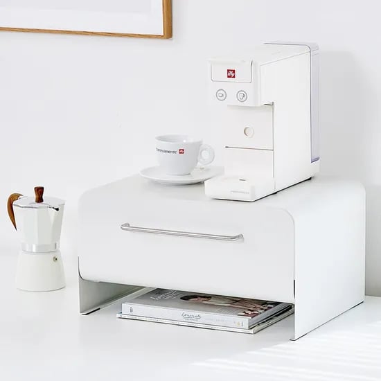 무디타 비화이트 철제 와이드 수납장 43cm / 슬라이드 서랍장 양념통 정리 캡슐커피보관함