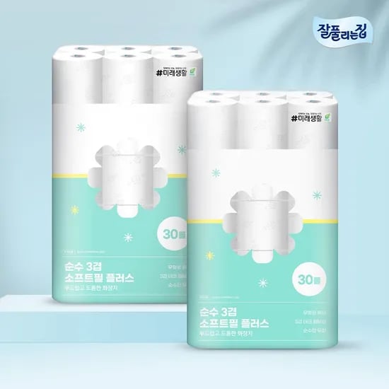 순수3겹 소프트필플러스 화장지 25m 30롤 x 2팩