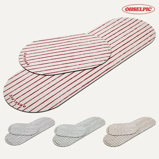 스트라이프 빨아쓰는 규조토 발매트 욕실 주방 화장실 싱크대 미끄럼방지 매트 2종세트 M+L