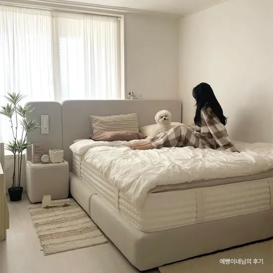 쿠폰가 199,000 이안 아쿠아텍스 패브릭 호텔 침대 프레임(SS,Q/K)