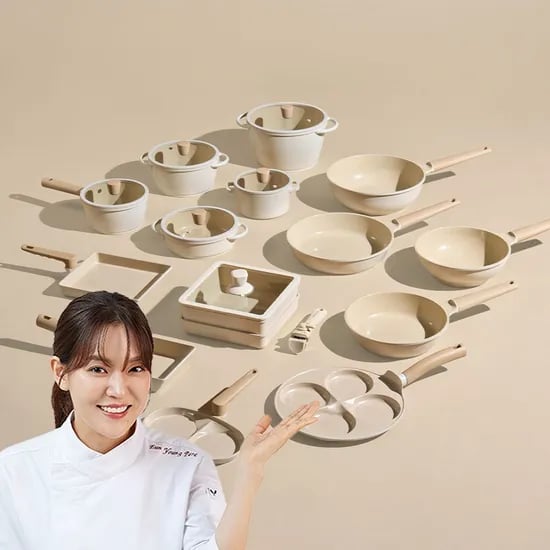 국내생산 세라믹 인덕션겸용 후라이팬&냄비 베이지 7종세트