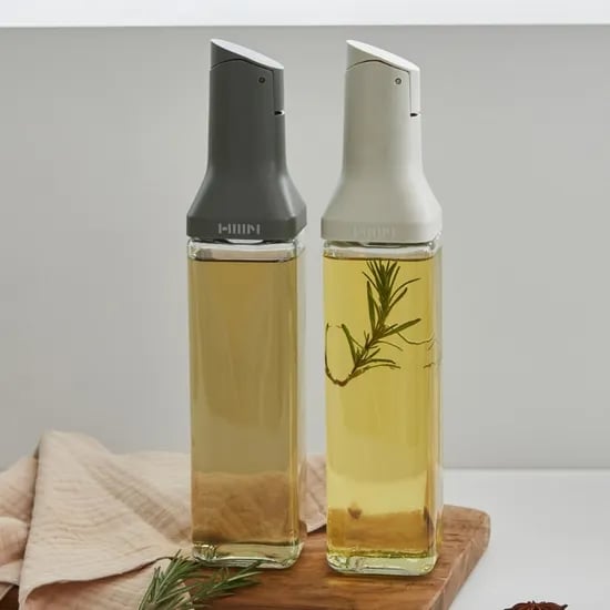 클리어 자동개폐 오일병 500ml 2P 세트 (아이보리+그레이) 소스통 참기름병 조미료통