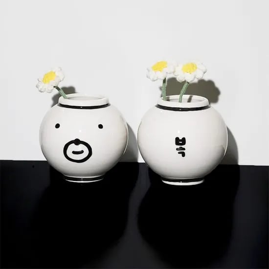 수염이 달항아리+리본선물포장