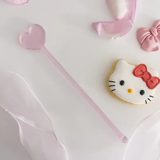 요술봉 머들러 핑크 하트 유리 머들러