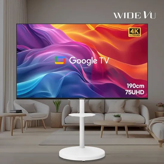 와이드무빙뷰 구글스마트 190cm(75인치)4K UHD TV 삼탠바이미 스탠드 세트