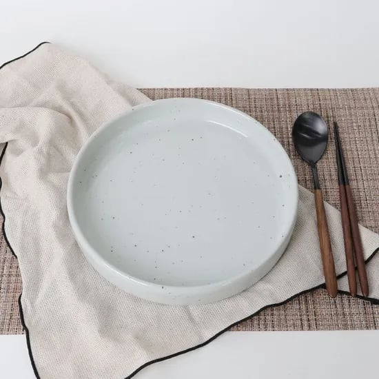 핸드메이드 분청 고백자 도자기 그릇 투톤 원통접시 낮은 굽접시(중)
