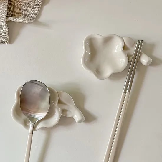 꽃 도자기 세라믹 수저받침대 1P
