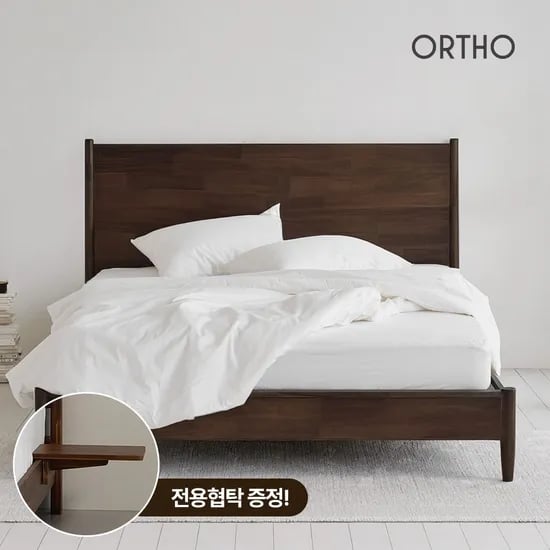 전용협탁증정ㅣ베일리 SE0 고무나무 원목 침대프레임 SS/Q