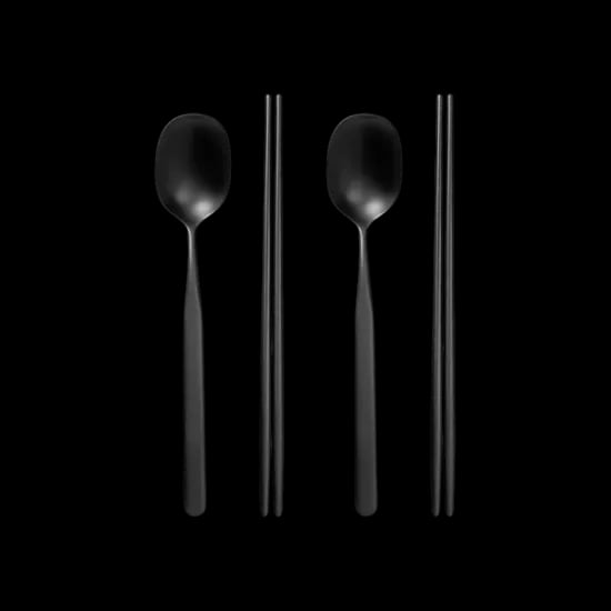 호랑 한식 수저 2인세트 블랙에디션 (숟가락+젓가락)