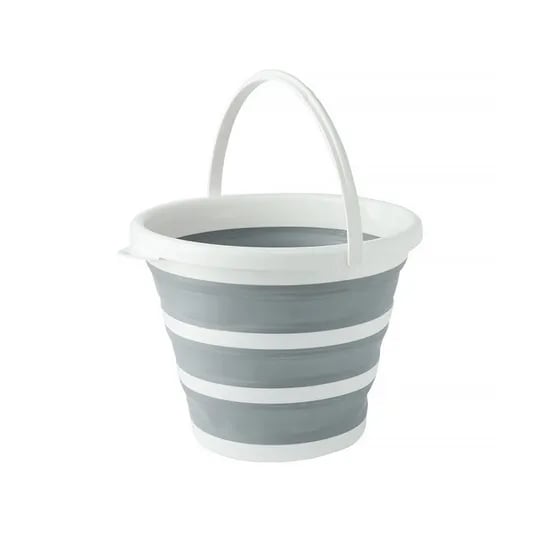 신형 원형 접이식 자바라 양동이 빨래 바구니 (그레이) 1P