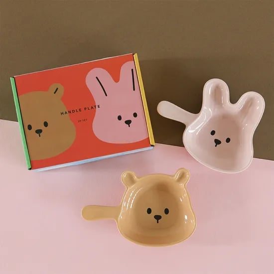 핸들 플레이트 2P 세트 - 05 동구&송이 (손잡이앞접시 집들이 자취 그릇 선물)