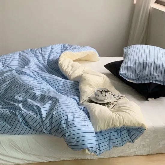 알러쉴드 올댓베딩 스트라이프 고밀도 온도조절 순면 양면 차렵이불 SS/Q/K/LK