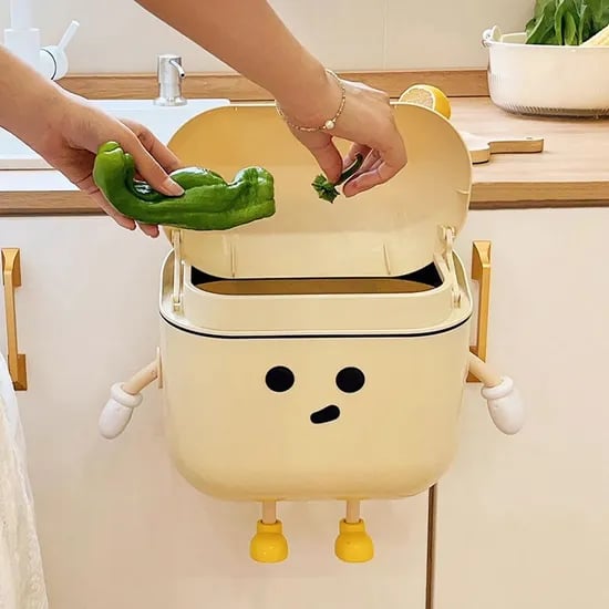 조약돌 벽걸이 슬라이딩 쓰레기통 2size 미니쓰레기통 밀폐 소형 주방 걸이형 음쓰 휴지통