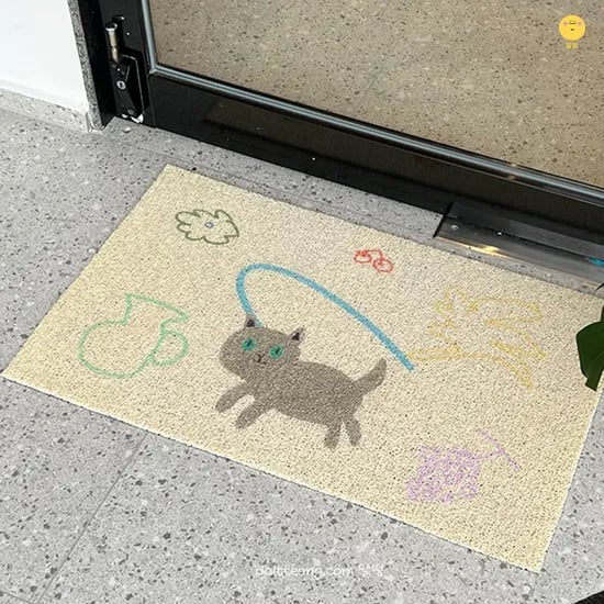 귀여운 고양이 버터냥이 현관 코일 웰컴 발매트 3size_신발장 발판 베란다 입구 매장