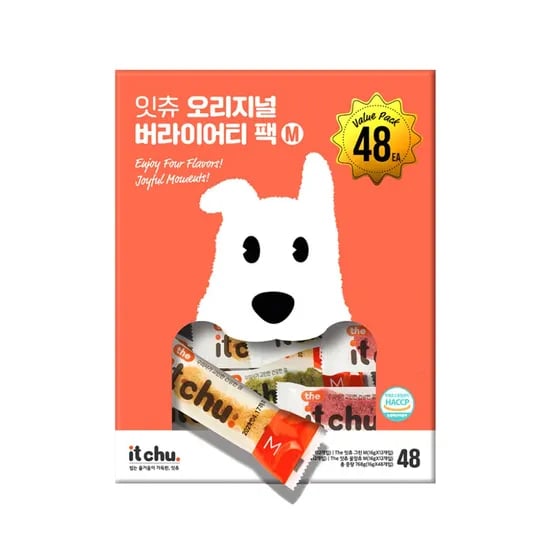 잇츄 4가지 맛을 대용량으로  즐기는 오리지널 덴탈껌 버라이어티팩 M 48개입