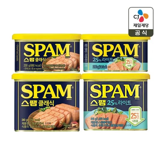 스팸 340g x4개 골라담기(클래식/라이트/닭가슴살)
