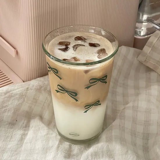빠마린 그린 리본 내열 유리컵 카페 컵 맥주잔 380ml(국산 유리/ 냉온겸용)