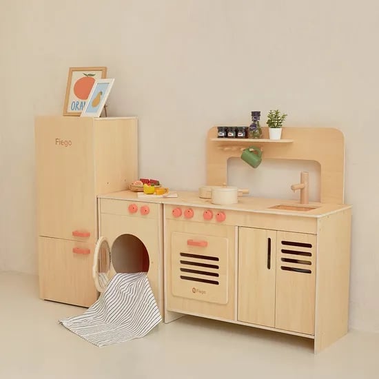 우디 주방놀이세트 원목 역할놀이 장난감 (싱크대+냉장고+세탁기)