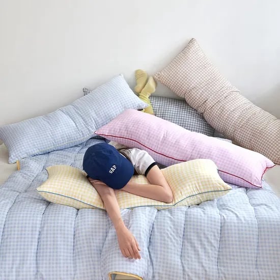 간편 통세탁! 보들보들 통통한 사계절 데일리체크 바디필로우 일체형 6컬러 M/L
